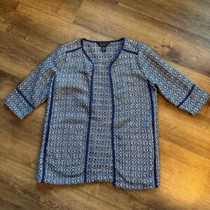 EUC - Investments - Navy Blue and White Textured Cardigan